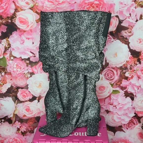 Simply Vera Wang womens tall chunky 3.5" inch heel silver boots like new - Picture 5 of 9